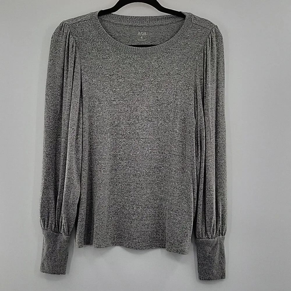 3 For$20 A.N.A Gray top soft w/ pretty puffy sleeves size XS
